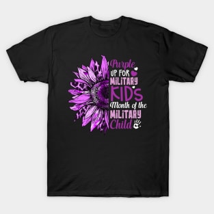 Purple Up For Miliraty Kids Month of the Military Child Sunflower T-Shirt